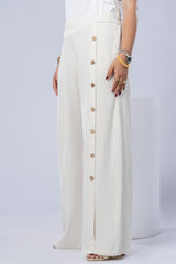 Side Button Flow Pants – Washed Linen