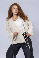 Pure cotton linen cross jacket