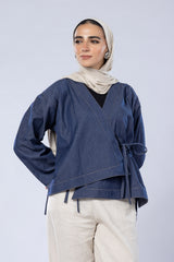 Cotton denim cross jacket