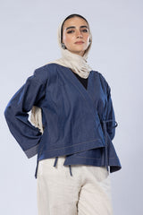 Cotton denim cross jacket