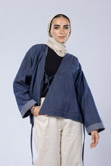 Cotton denim cross jacket