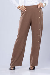 Side Button Flow Pants – Washed Linen