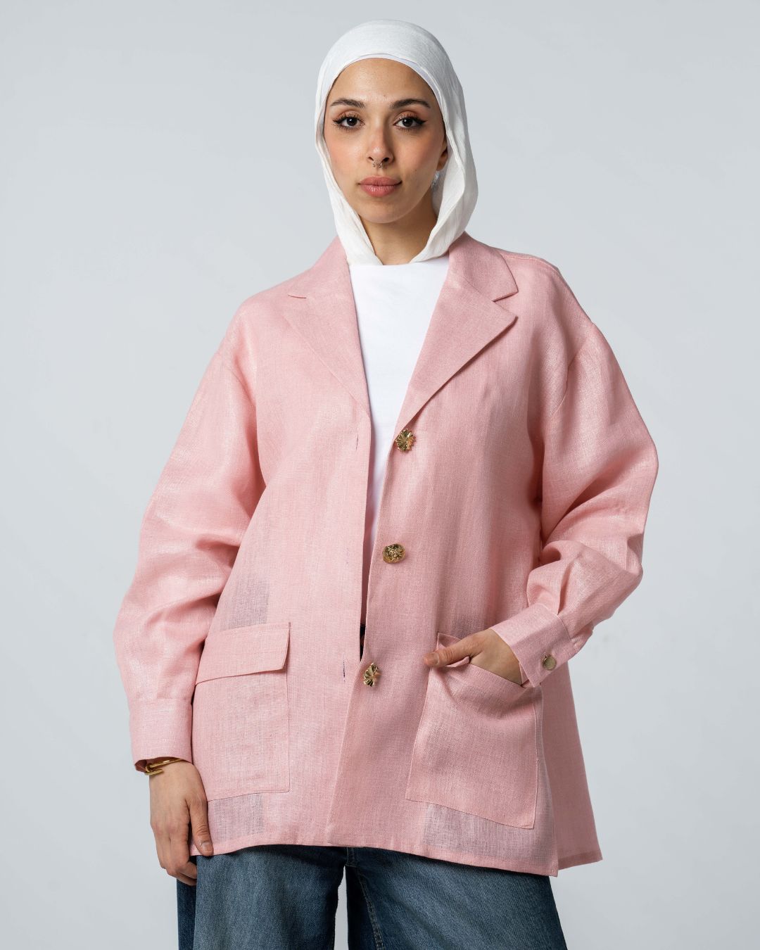 Signature Metallic Linen Blazer