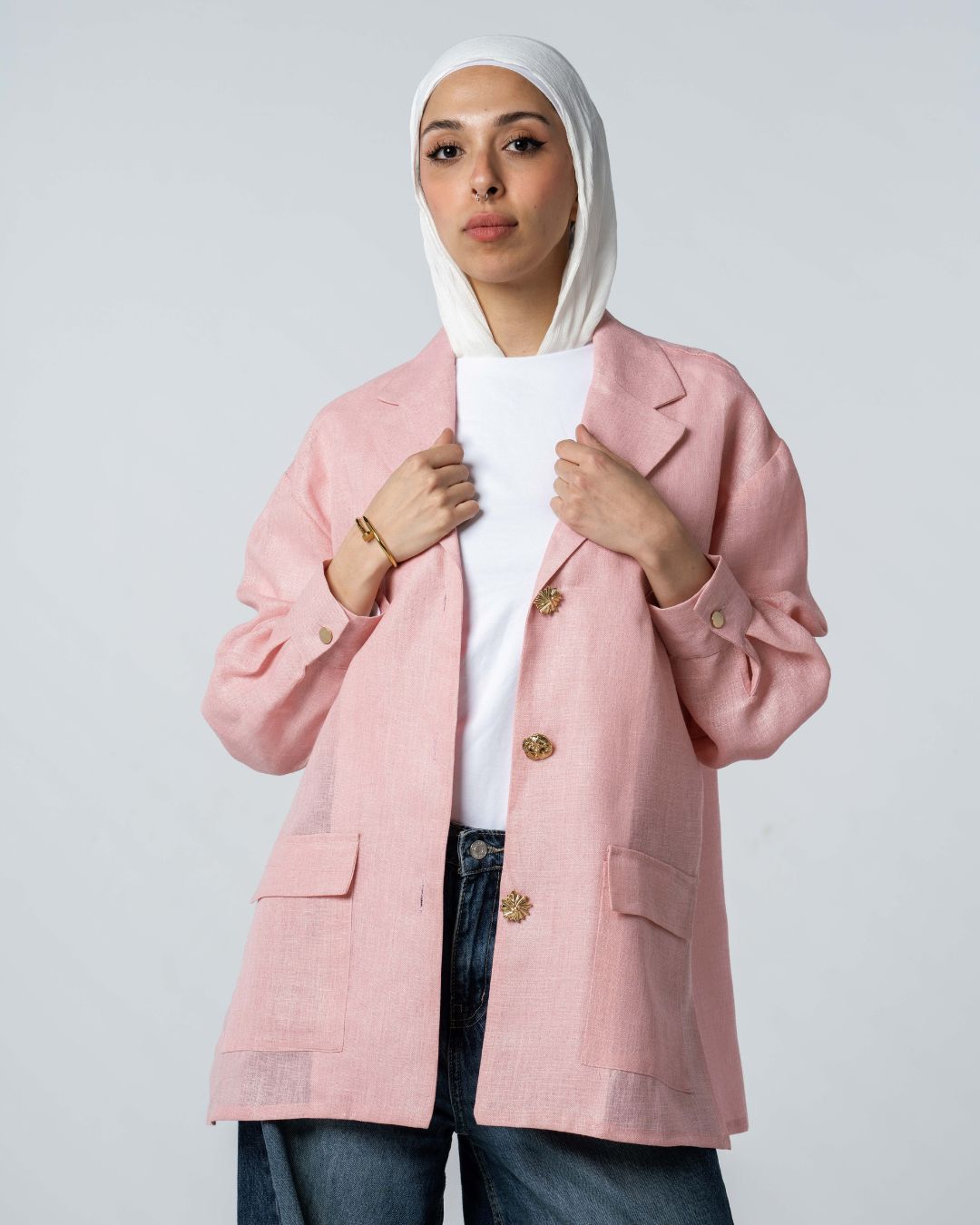 Signature Metallic Linen Blazer