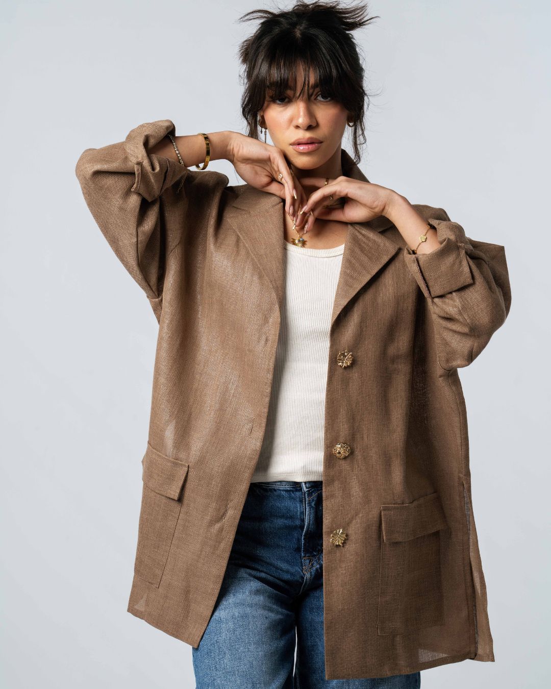 Signature Metallic Linen Blazer
