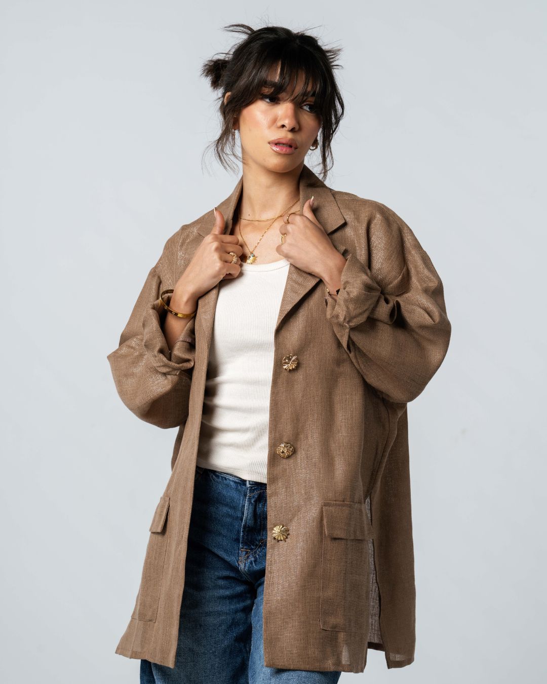 Signature Metallic Linen Blazer