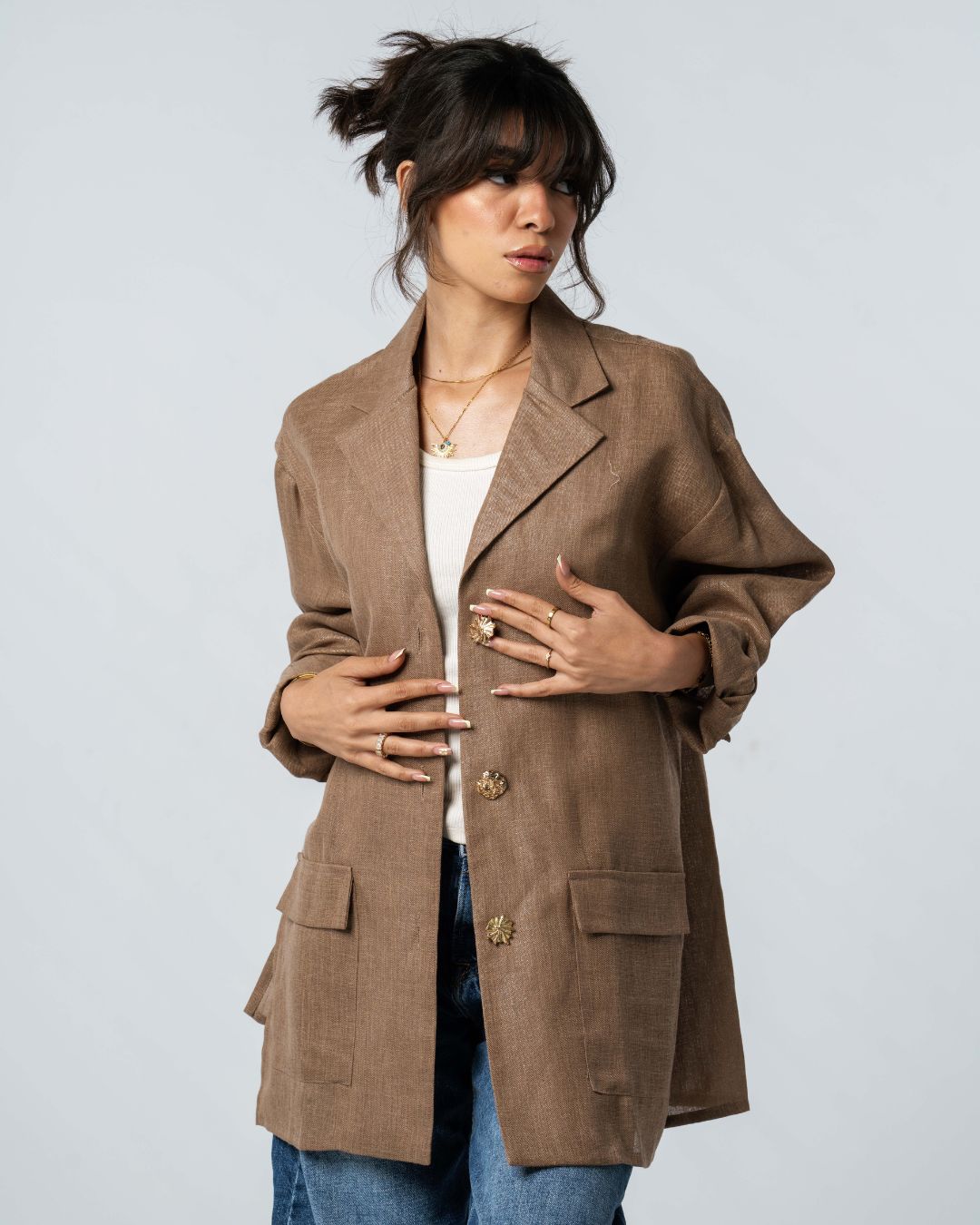 Signature Metallic Linen Blazer