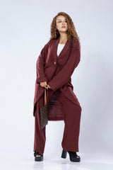 Long washed linen cardigan with wooden button