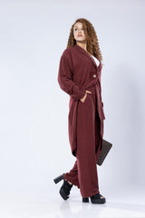 Long washed linen cardigan with wooden button