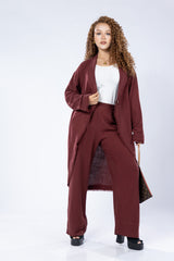 Long washed linen cardigan with wooden button