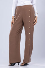 Side Button Flow Pants – Washed Linen