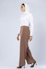 Side Button Flow Pants – Washed Linen