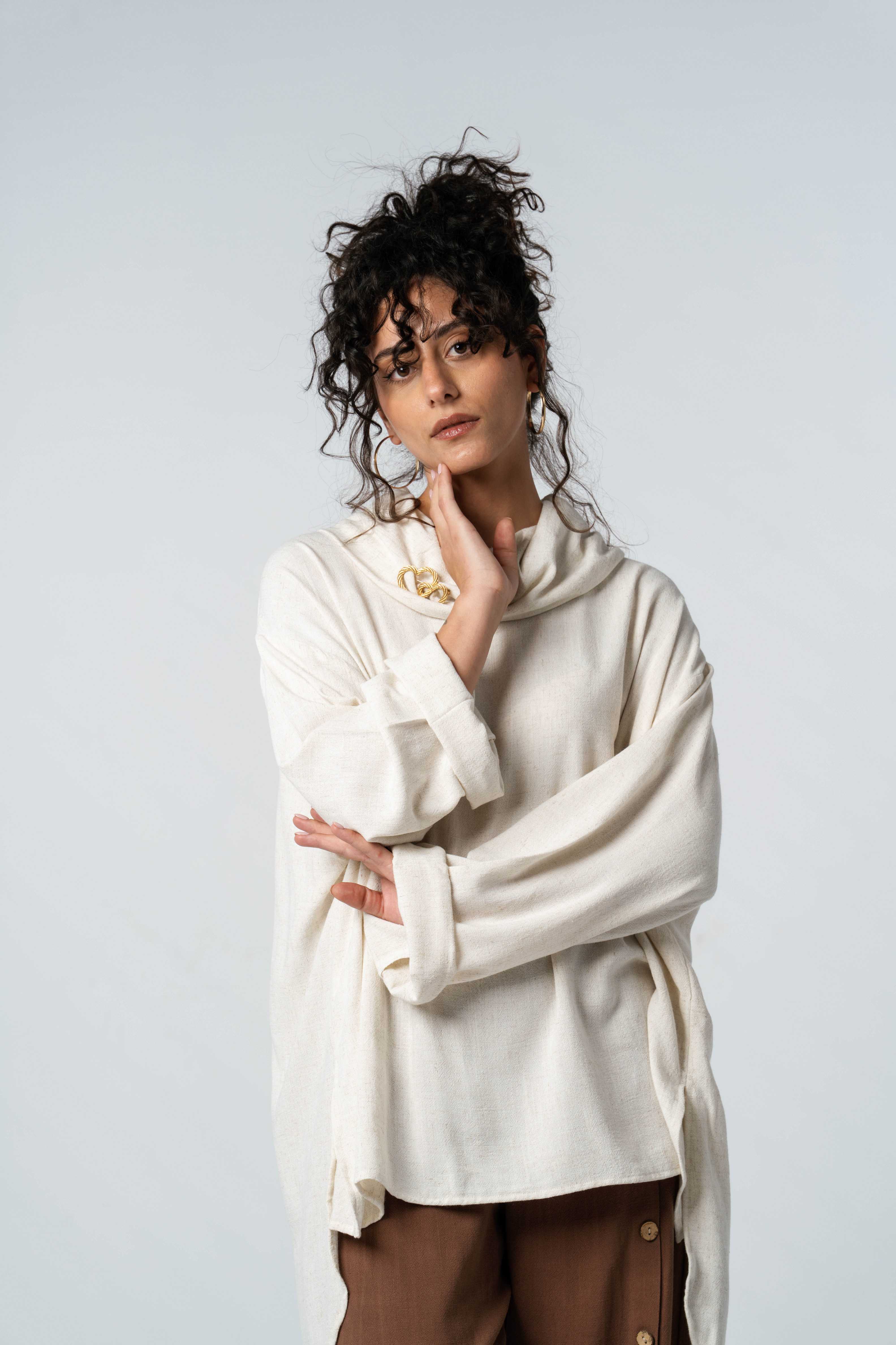 Cowl Neck Linen Top