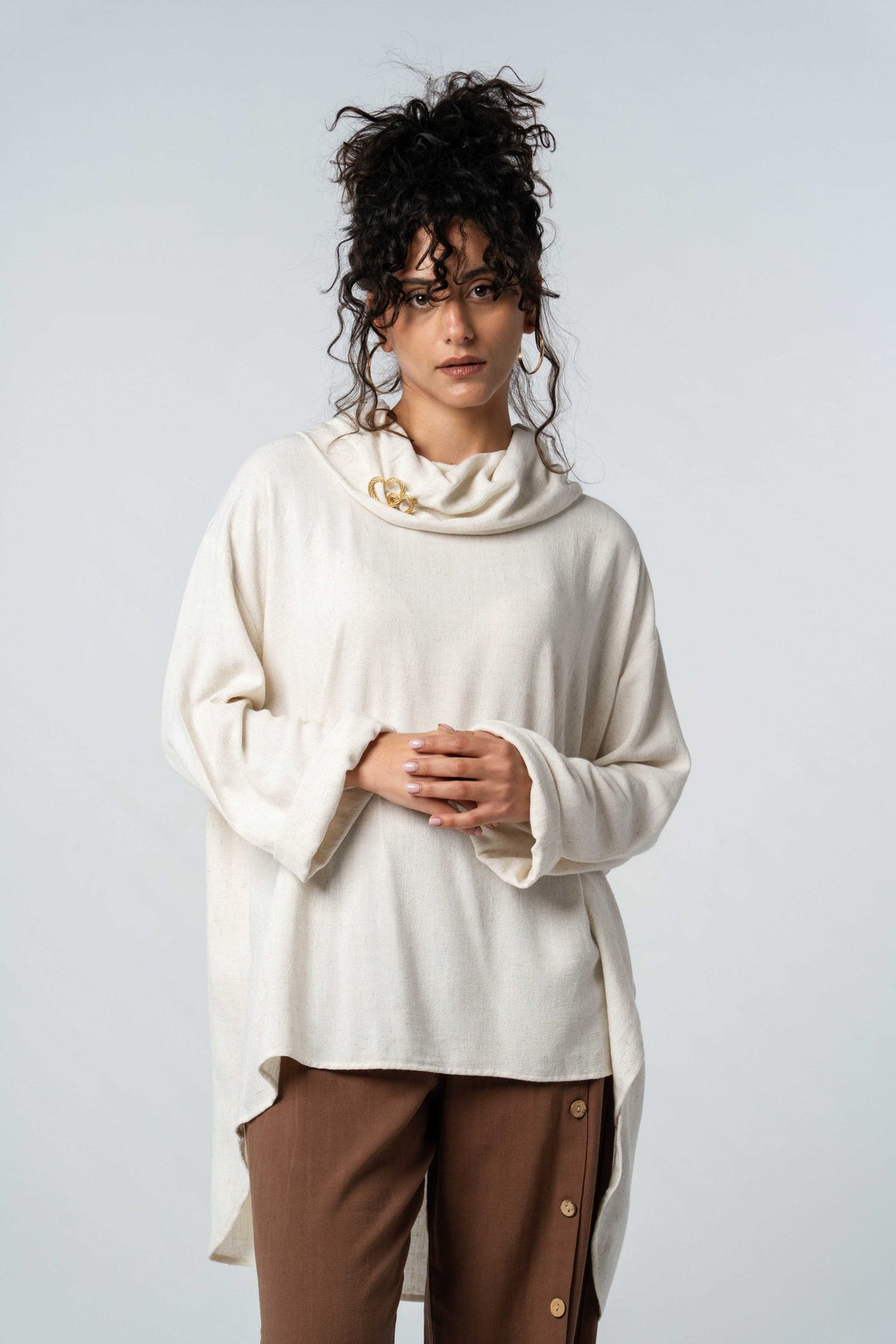 Cowl Neck Linen Top