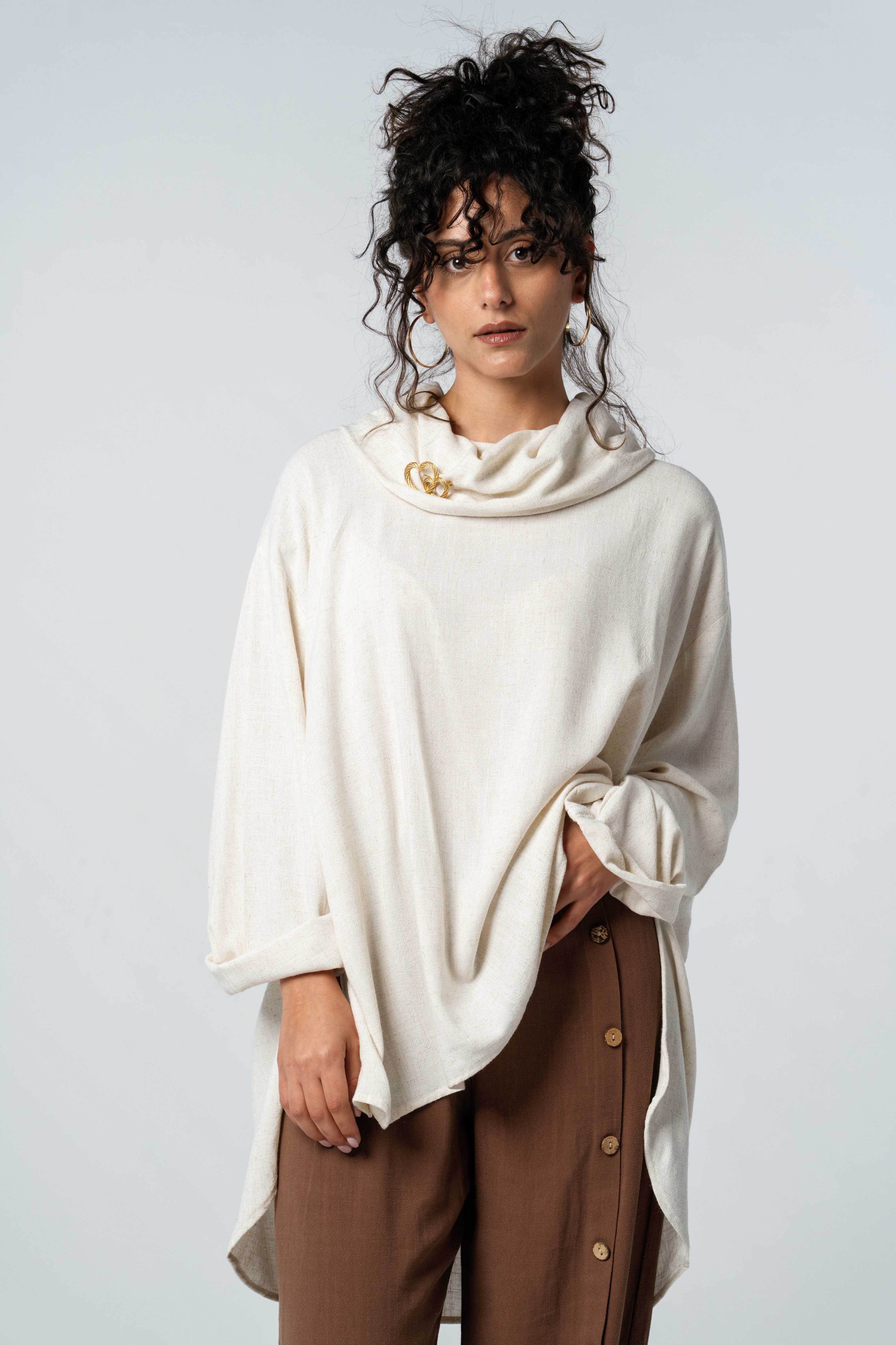 Cowl Neck Linen Top
