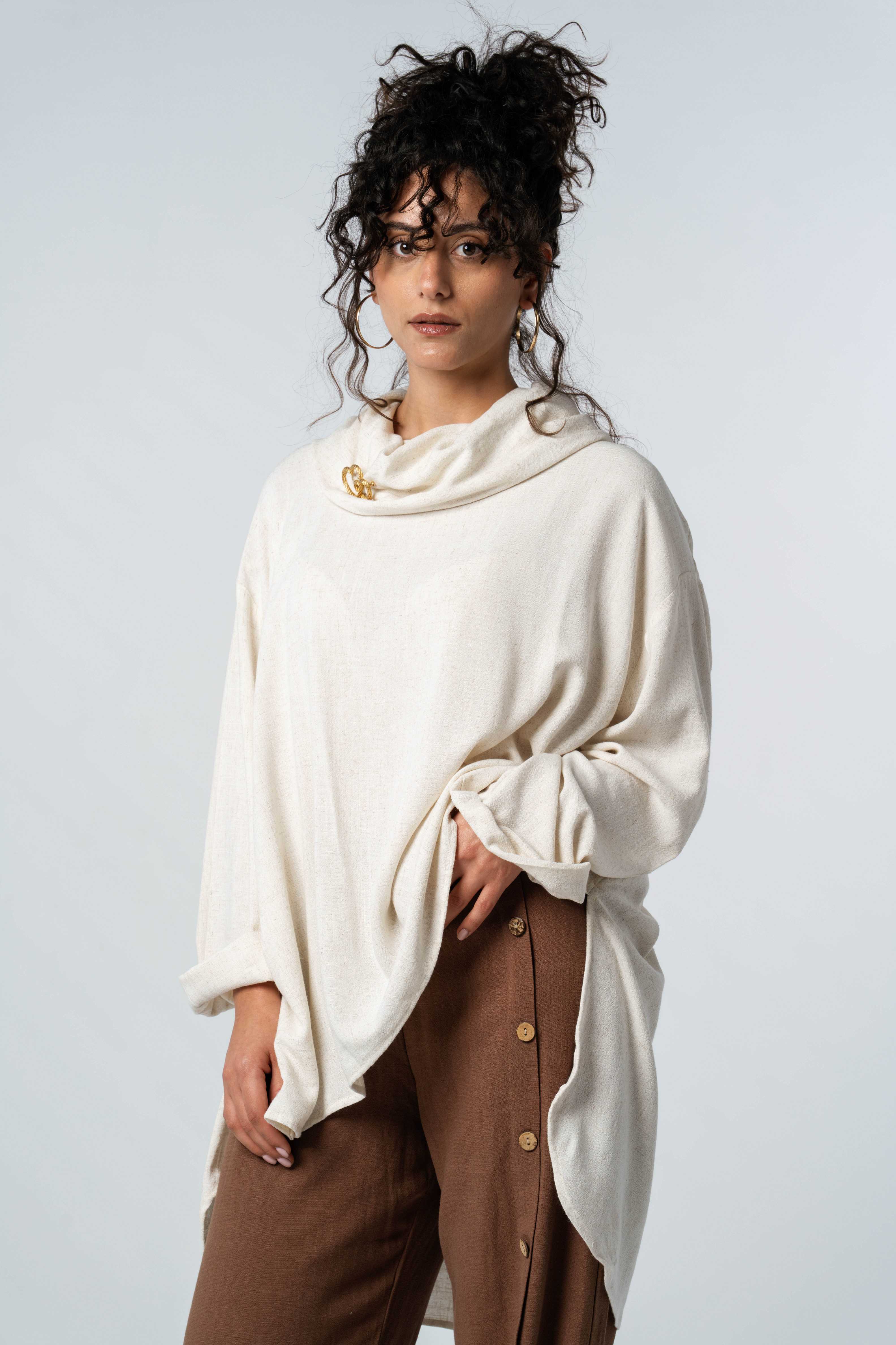 Cowl Neck Linen Top