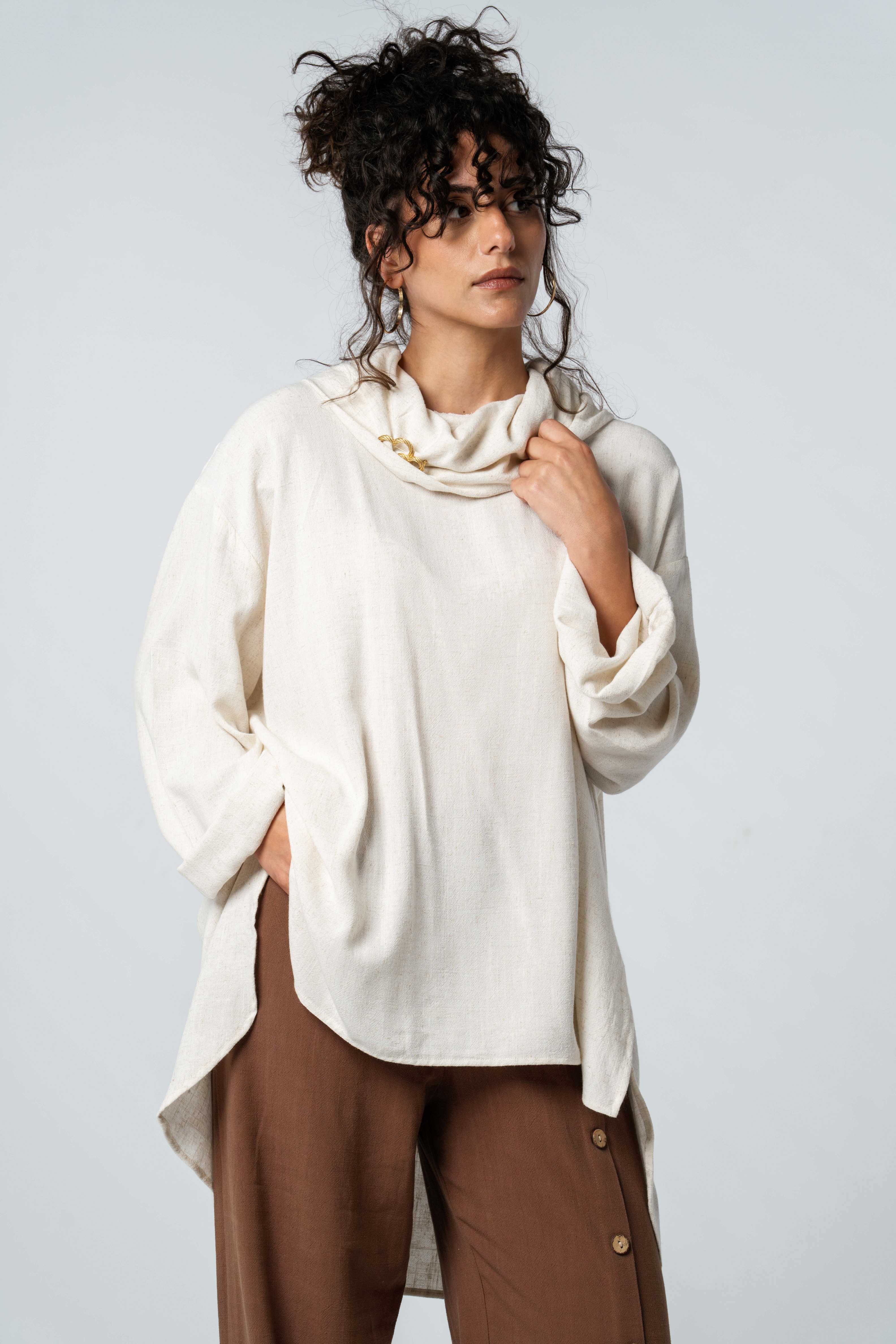 Cowl Neck Linen Top