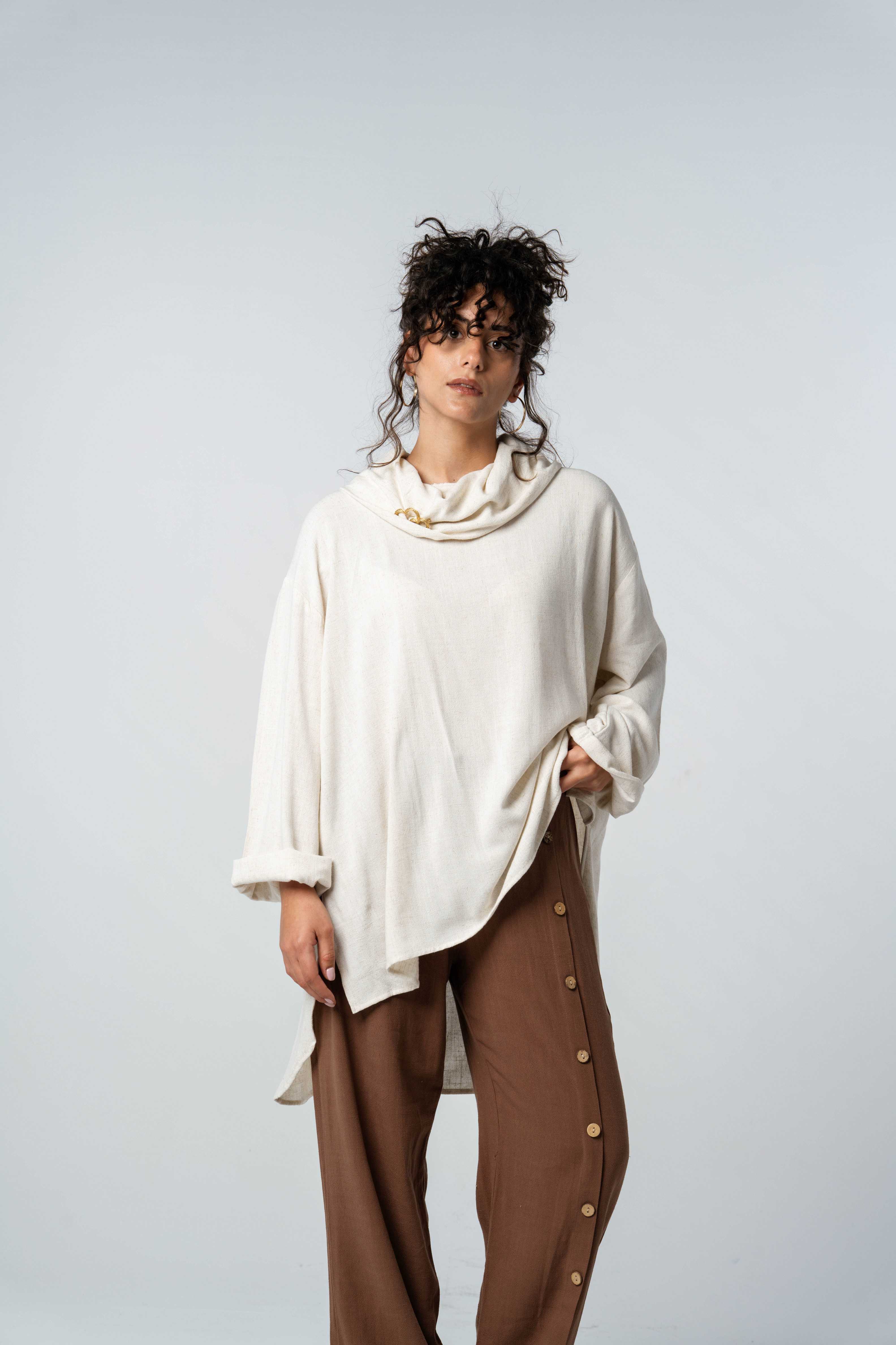 Cowl Neck Linen Top