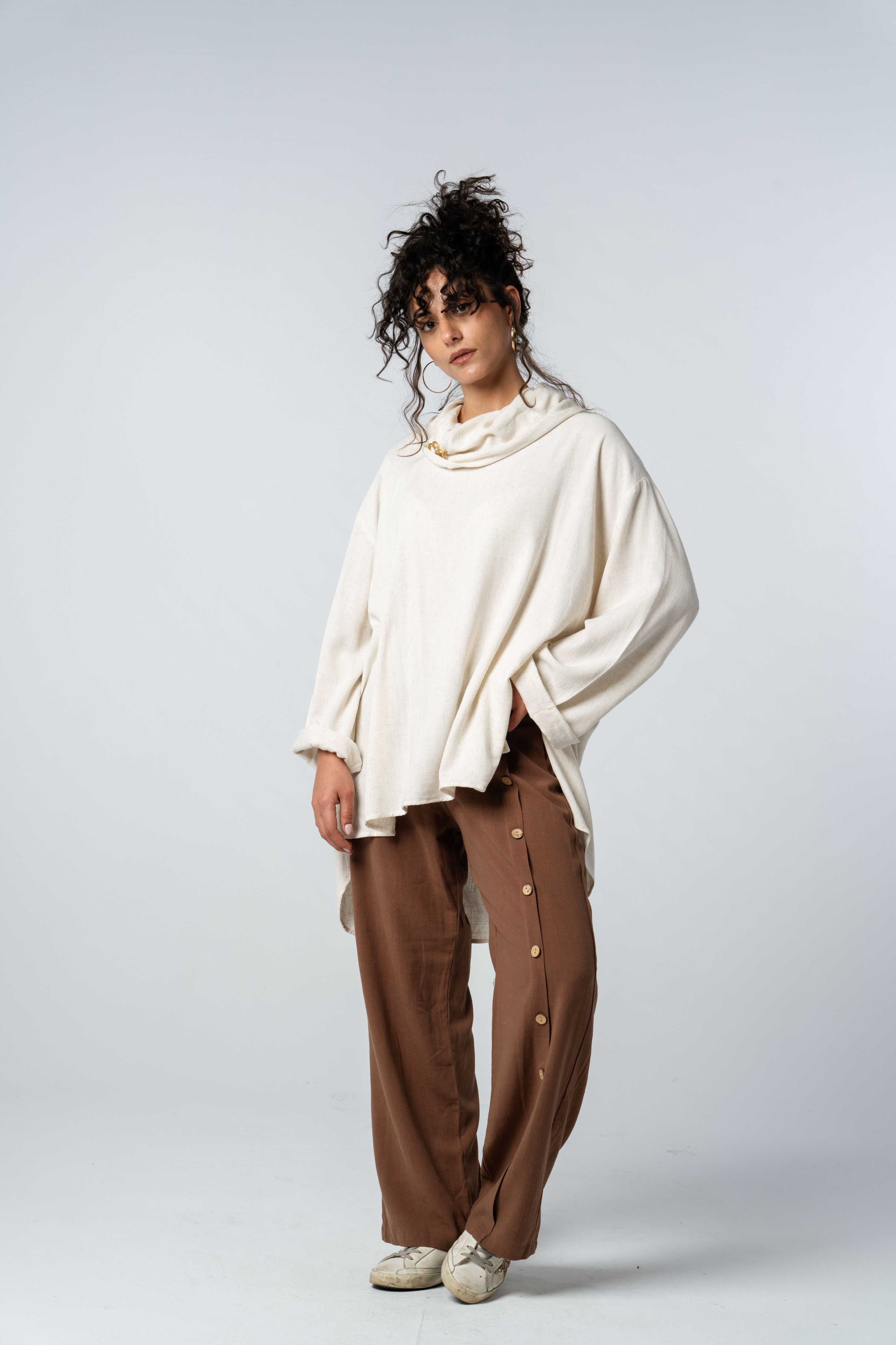 Cowl Neck Linen Top