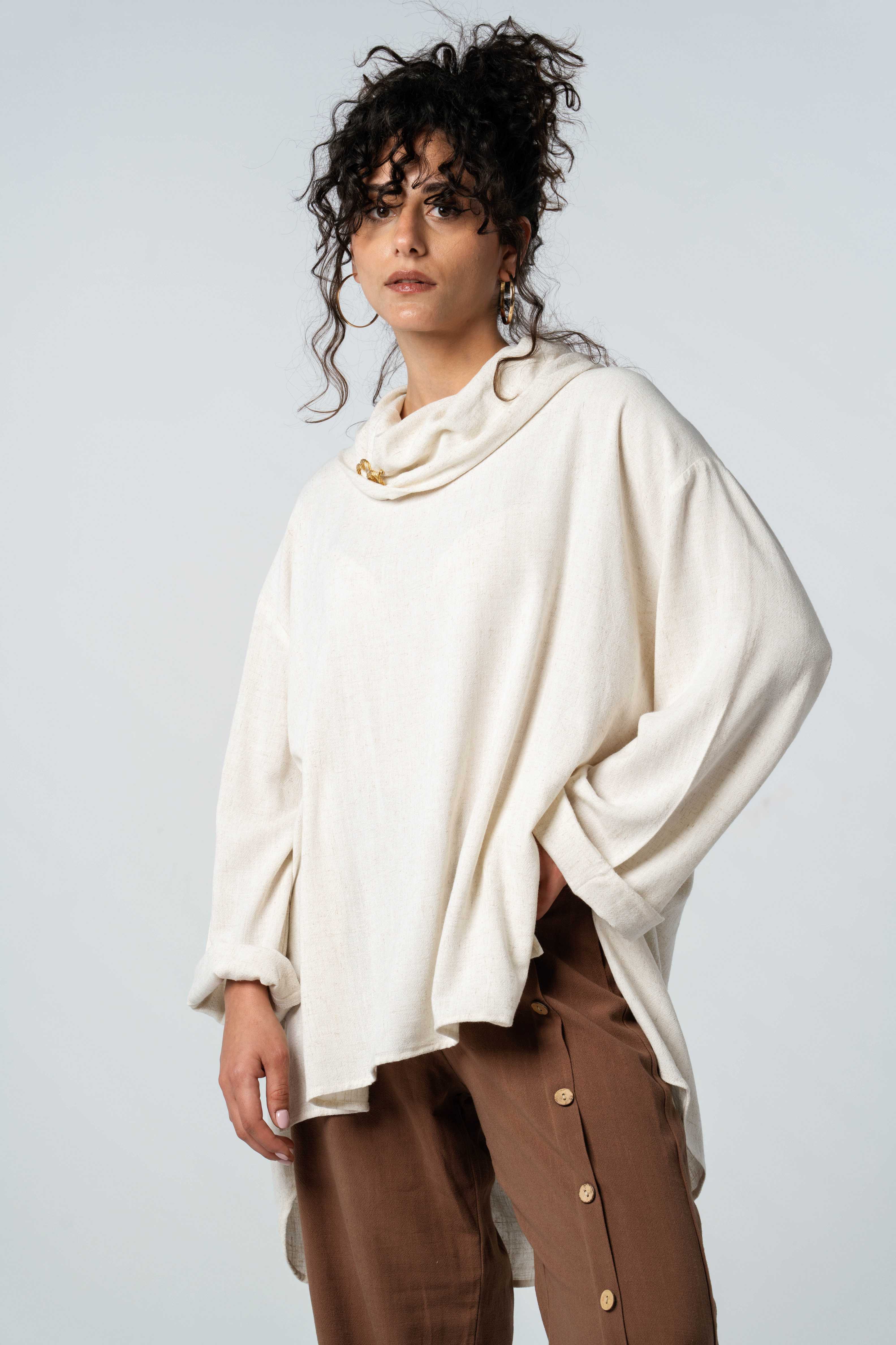 Cowl Neck Linen Top