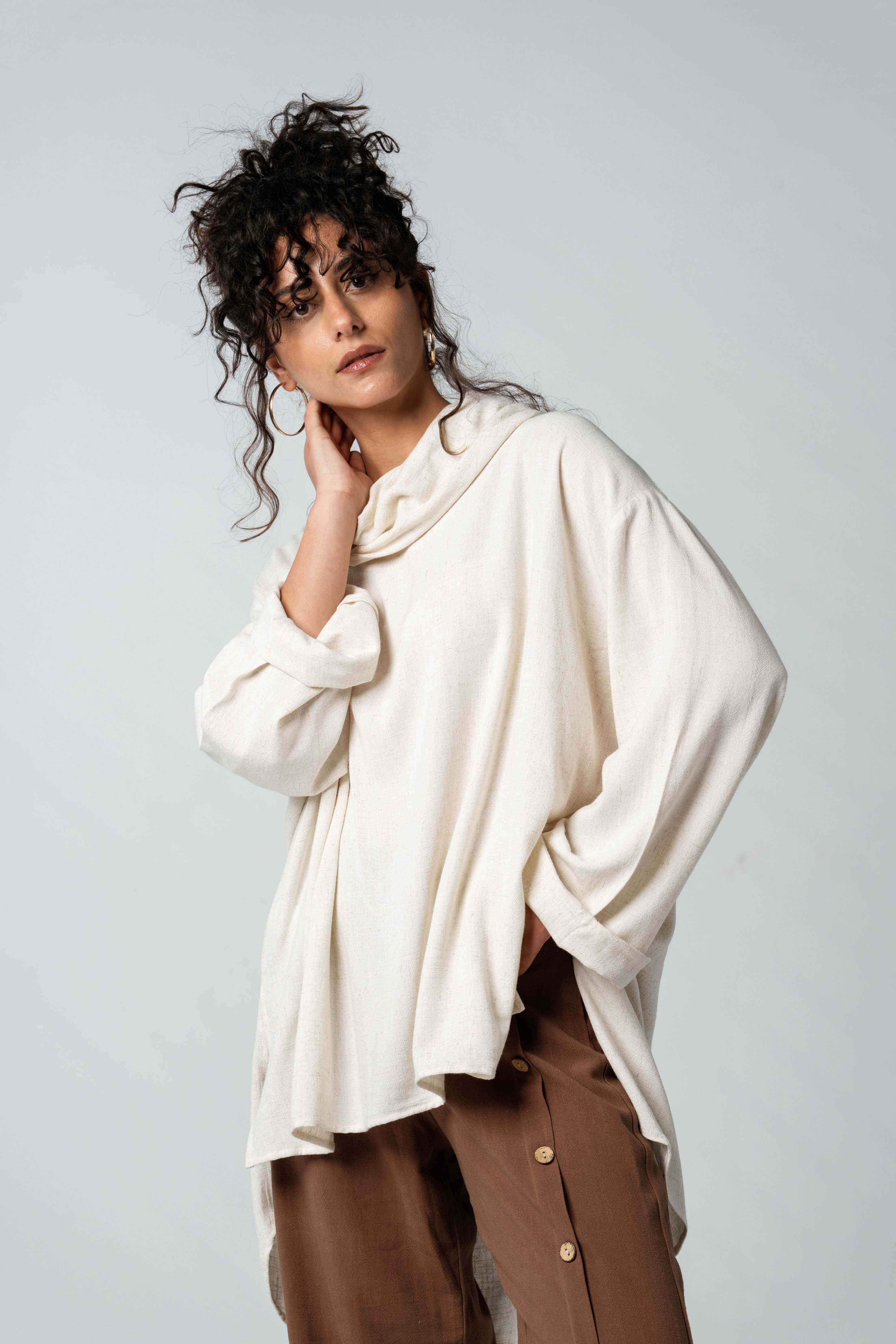 Cowl Neck Linen Top