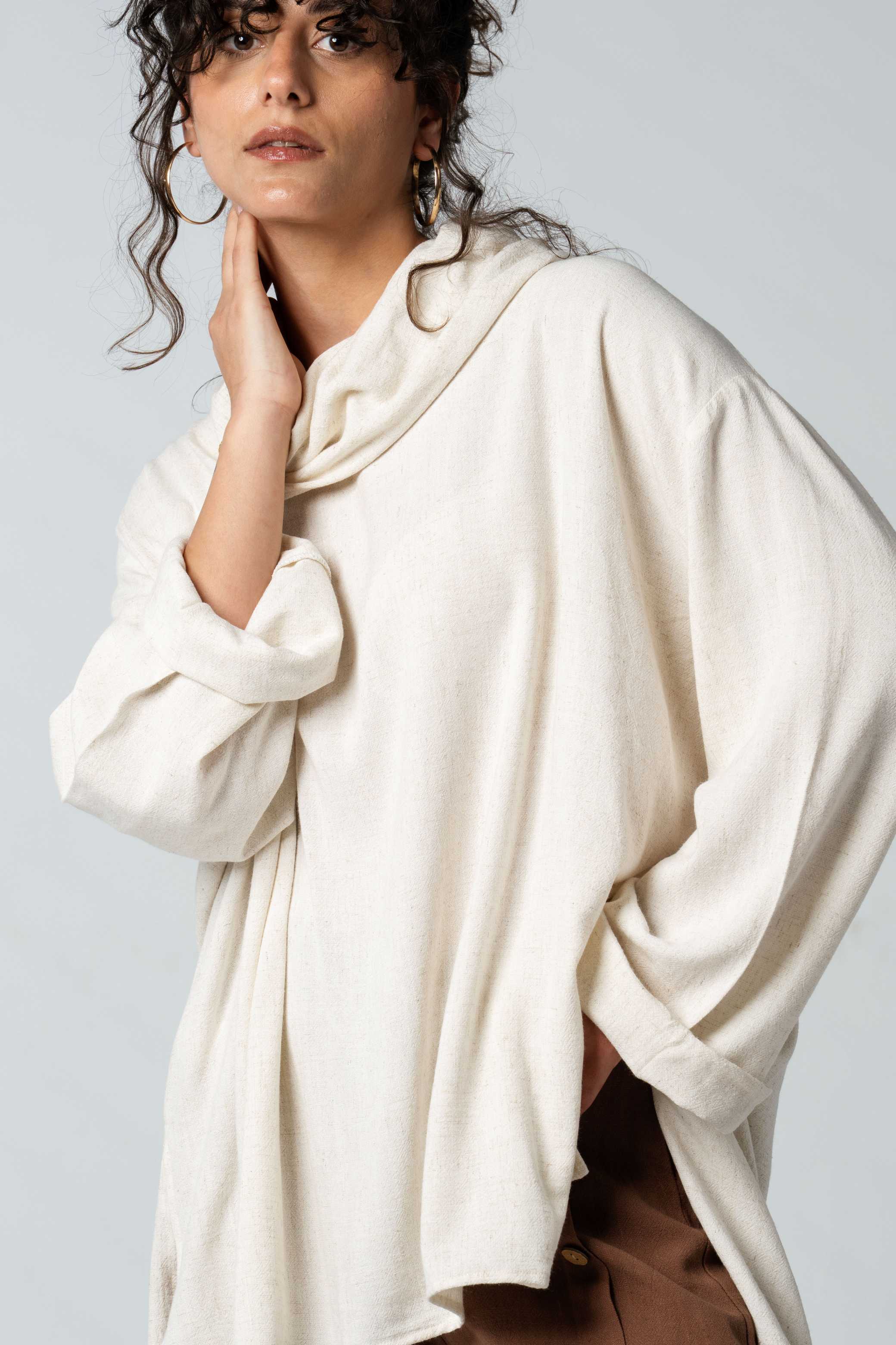 Cowl Neck Linen Top