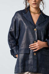 Signature Metallic Linen Blazer