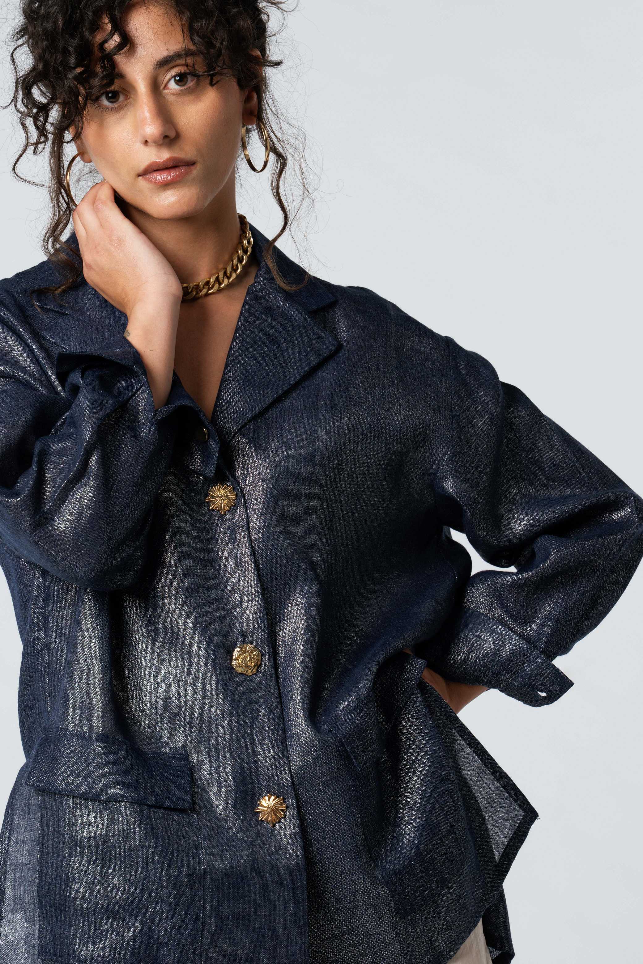 Signature Metallic Linen Blazer
