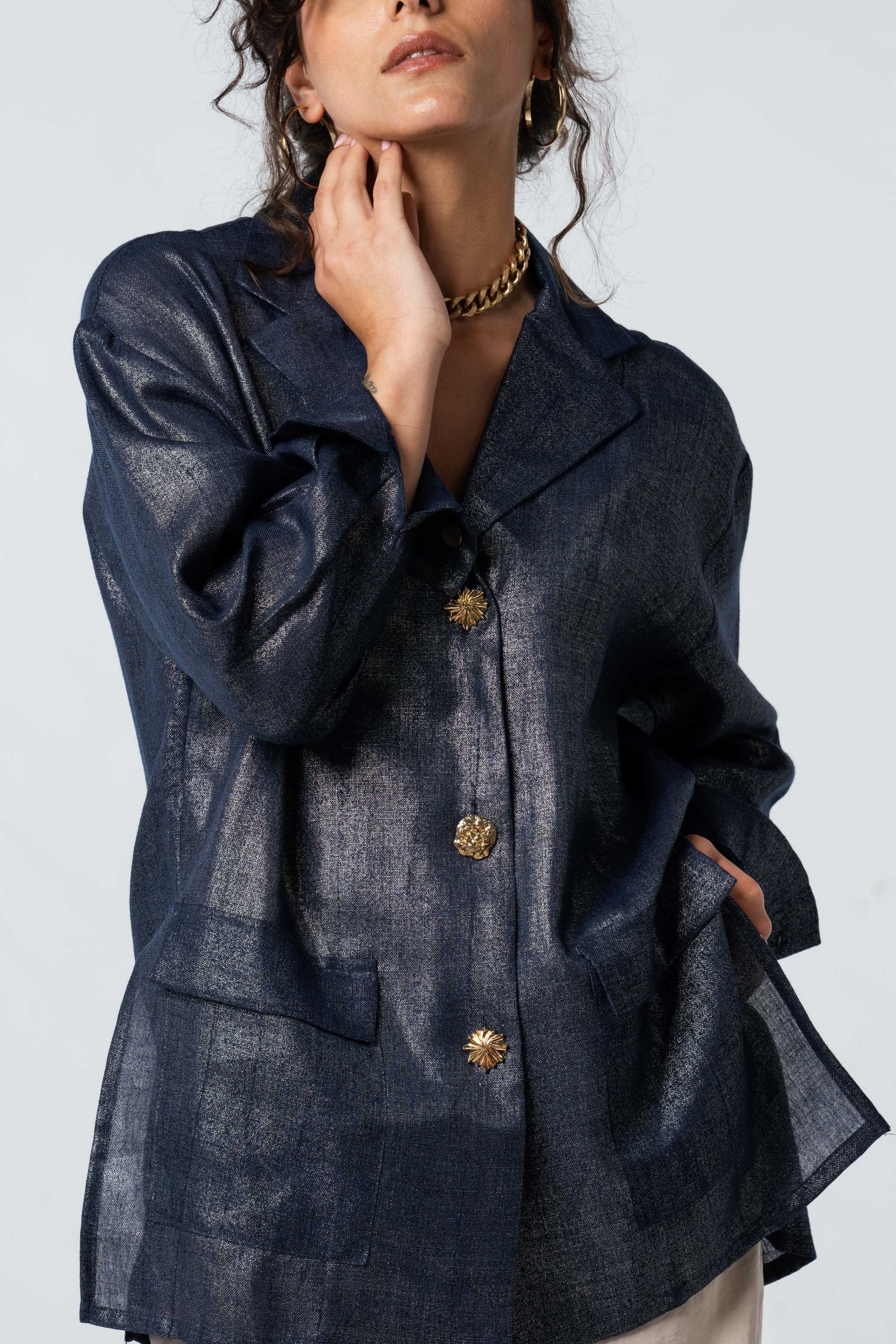 Signature Metallic Linen Blazer