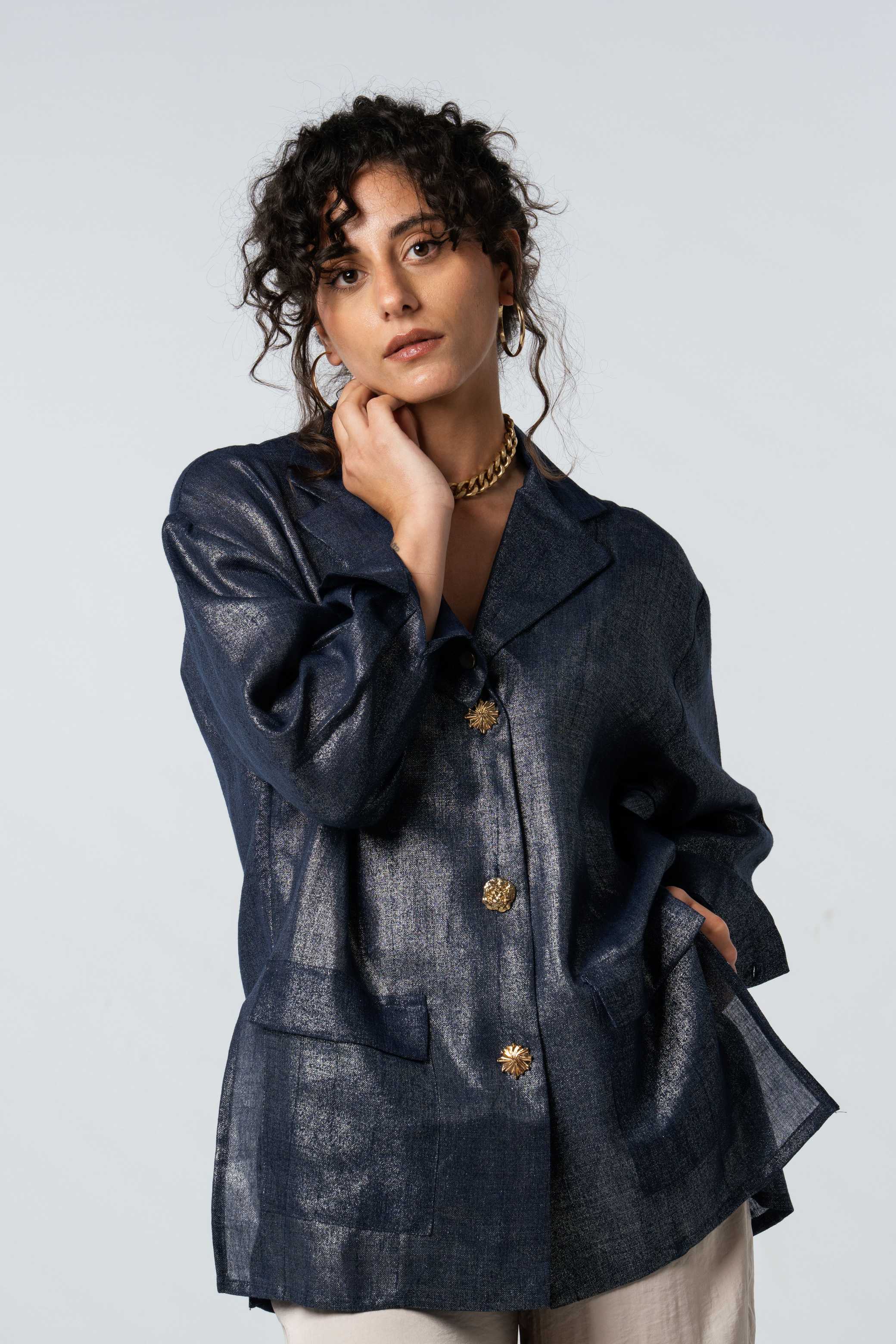Signature Metallic Linen Blazer