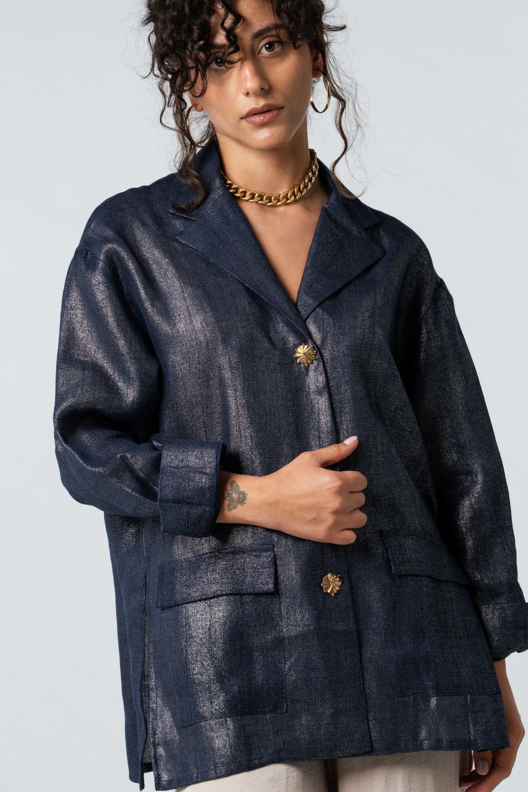 Signature Metallic Linen Blazer