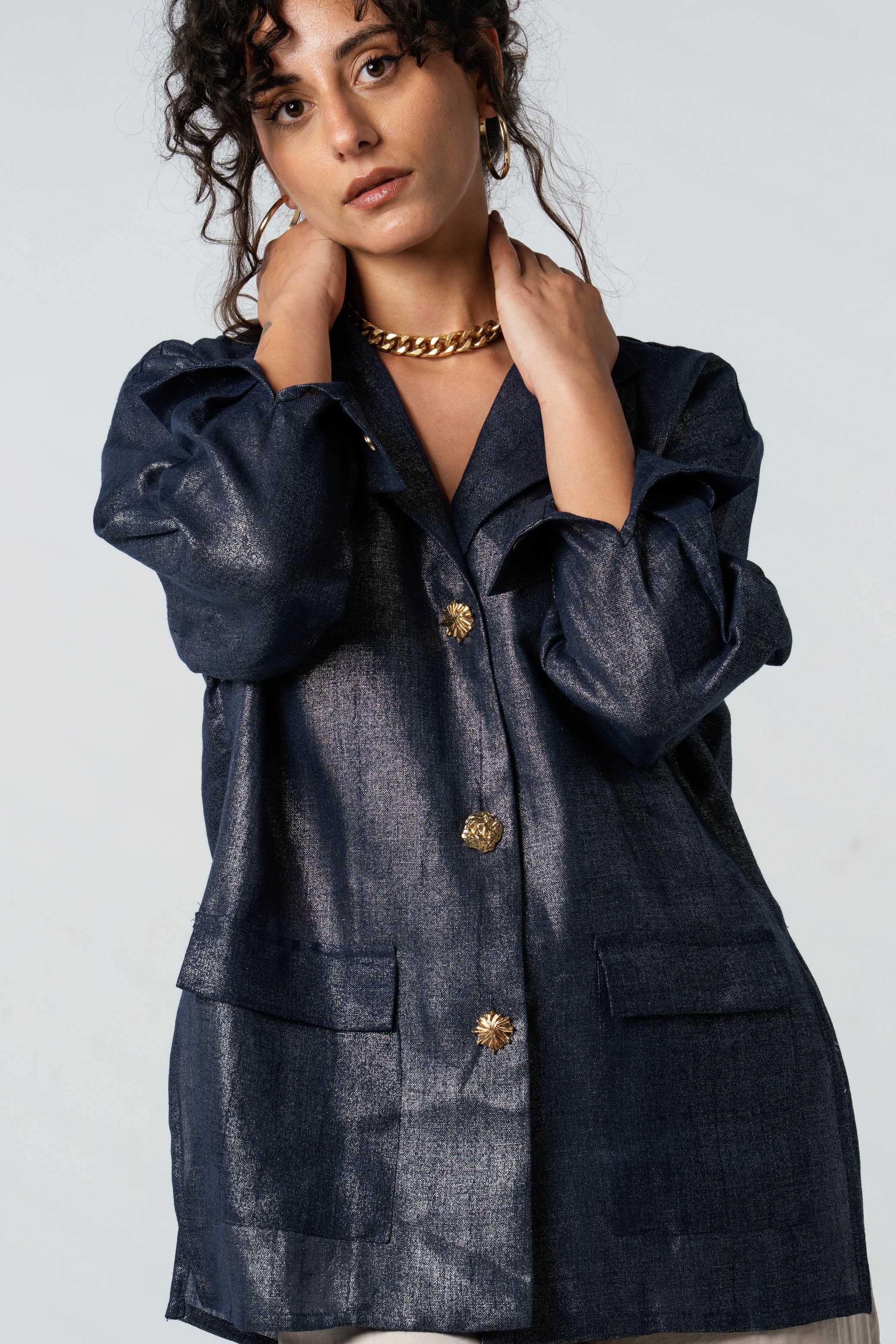 Signature Metallic Linen Blazer